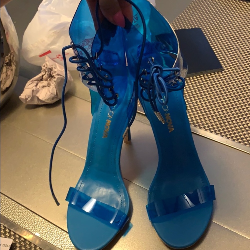 Baby blue heels sandals